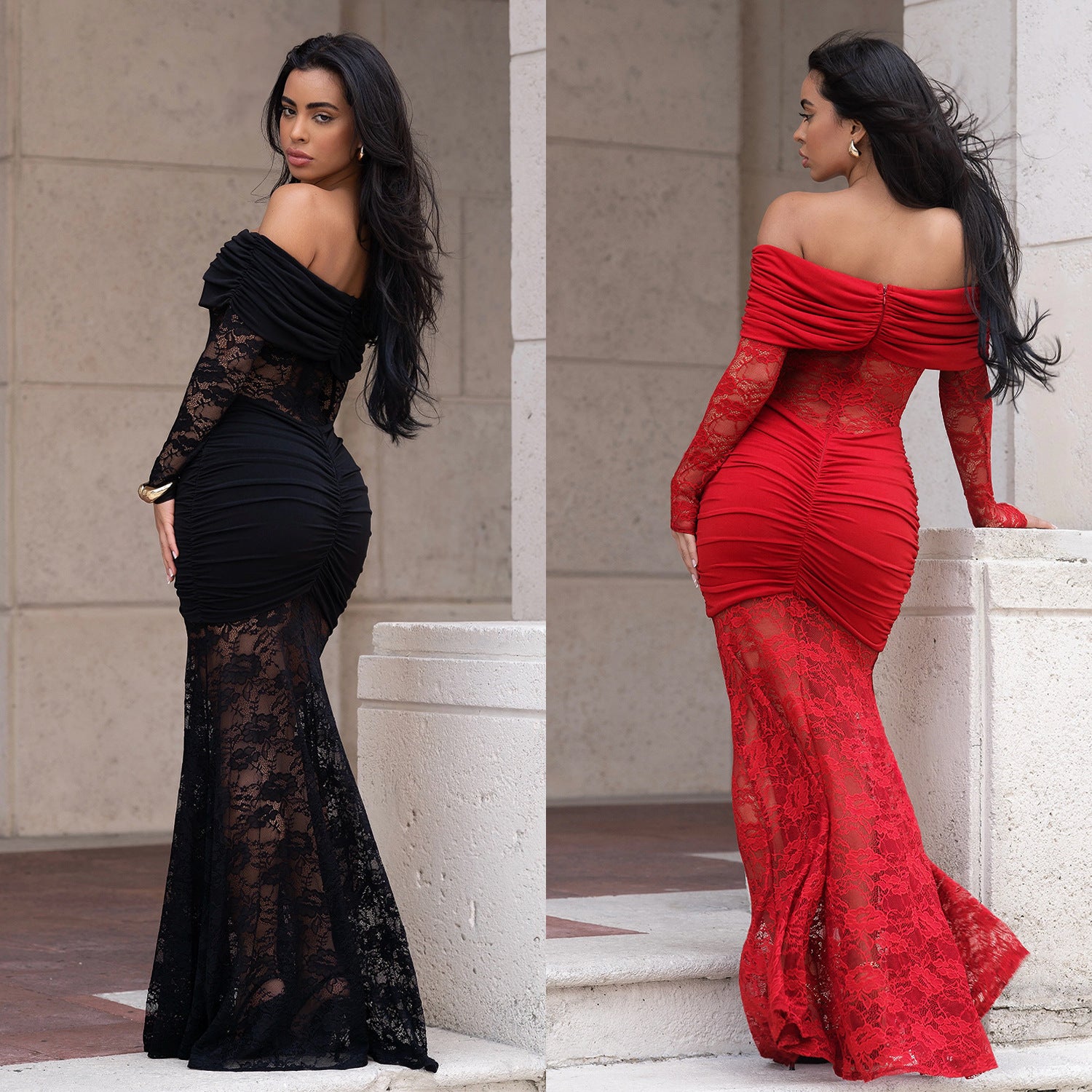 Fashion Women's Sexy One-Shoulder Lace Bodycon Dress