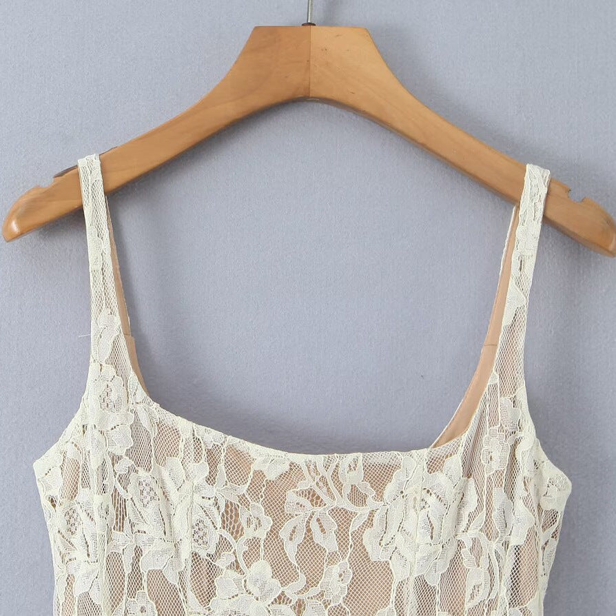 French Pure Desire Style Sleeveless Lace Strap Dress