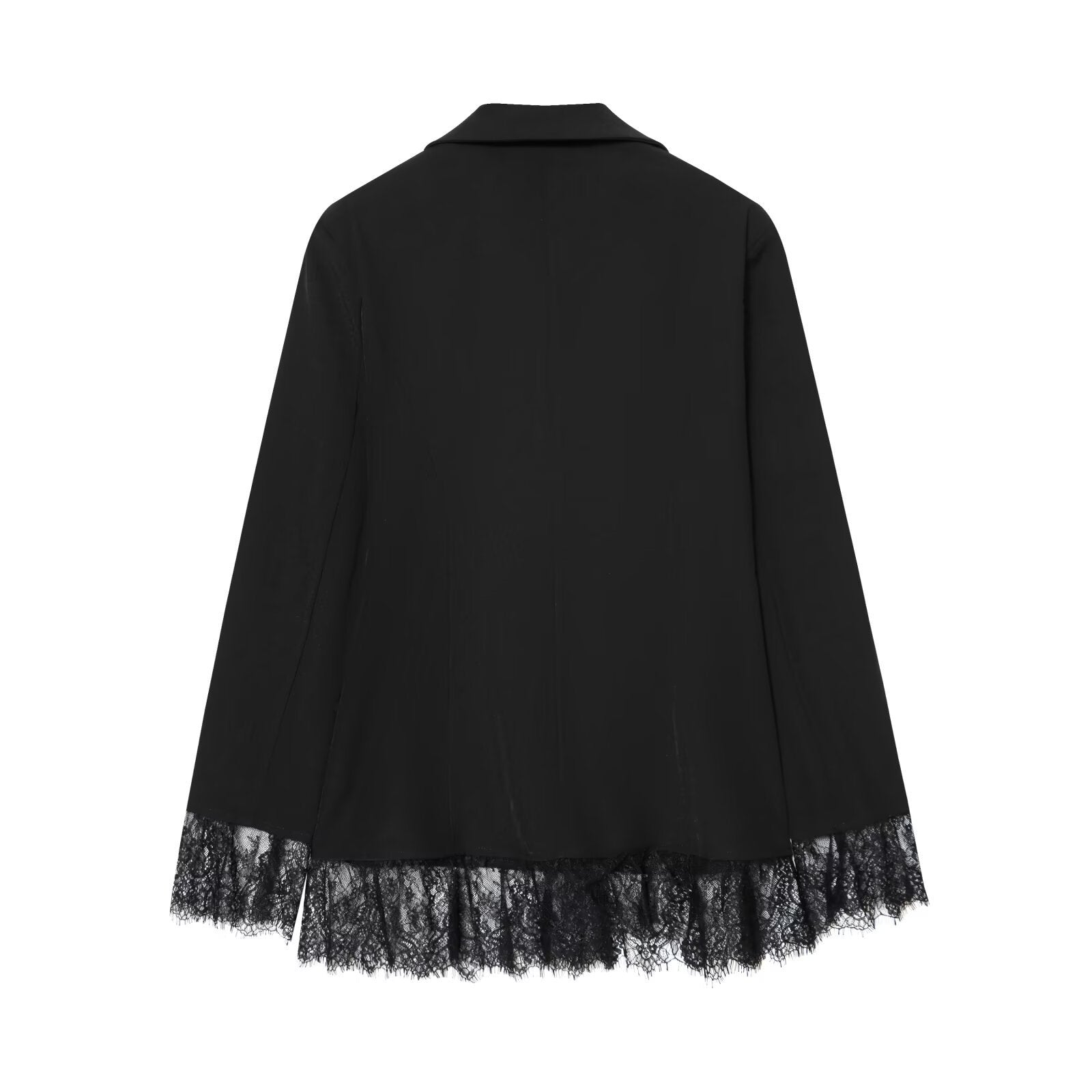 Elegant slim fit lace patchwork suit jacket