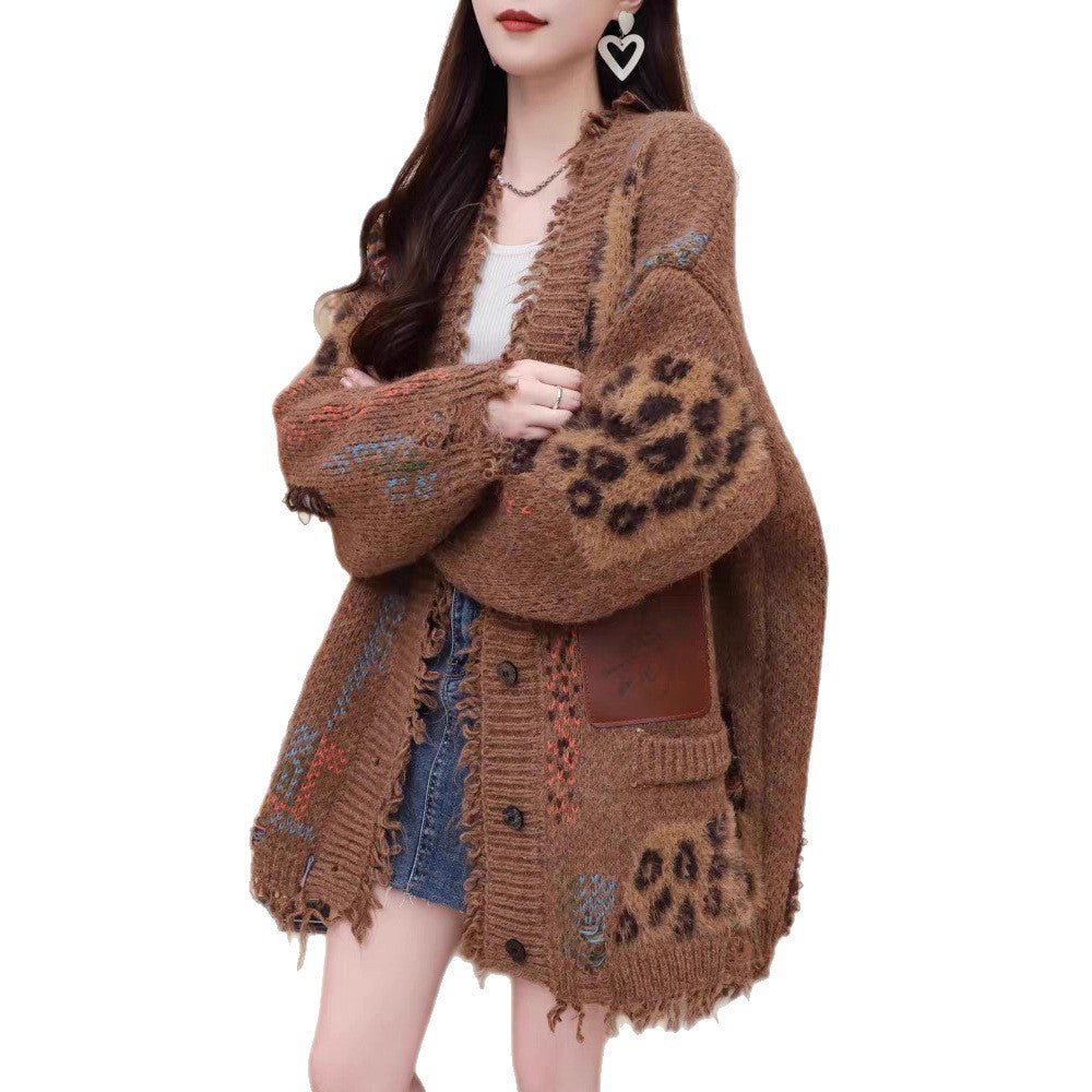 Relaxed Knit Cardigan Sweater Coat for Women Oversized Loose Fit Casual StylePlus Size Autumn/Winter Fashion Top