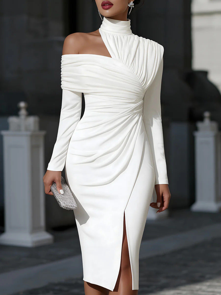 Elegant Casual Knit Hollow-Out Slit Dress