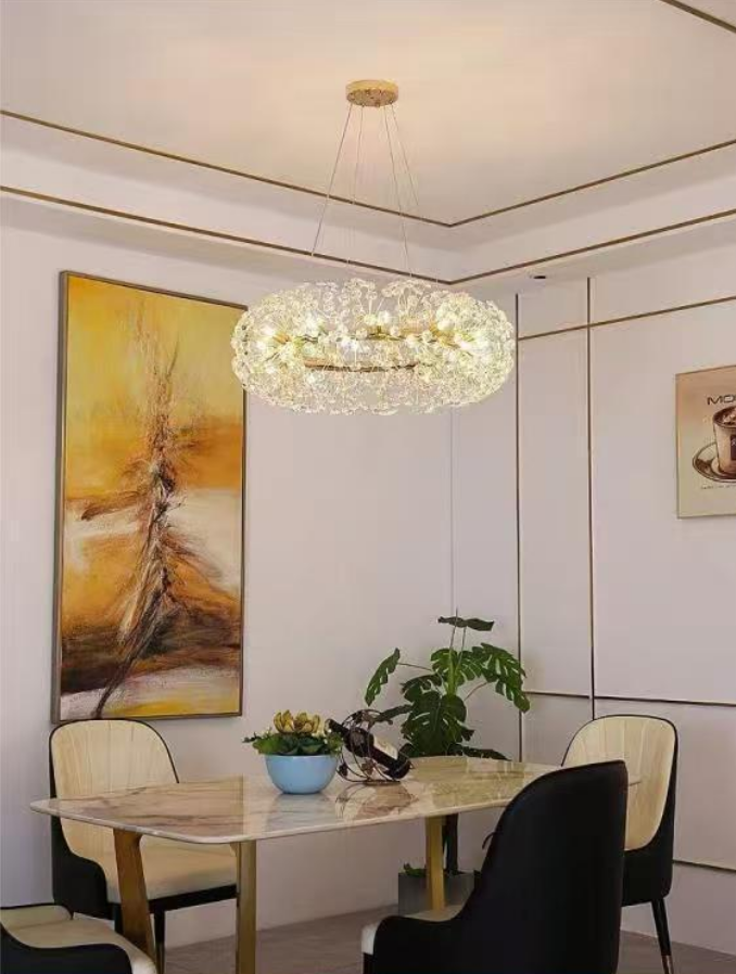 Dandelion crystal pendant light luxury living room light bedroom dining room high-end crystal pendant light modern creativity