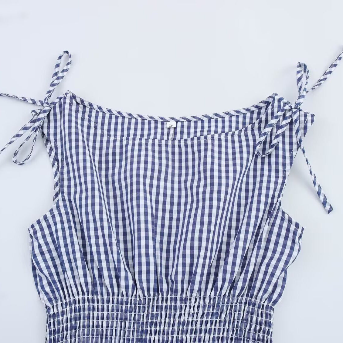 Women's Dress Classic Versatile Plaid Waist-Cinching Tie-Up Dress