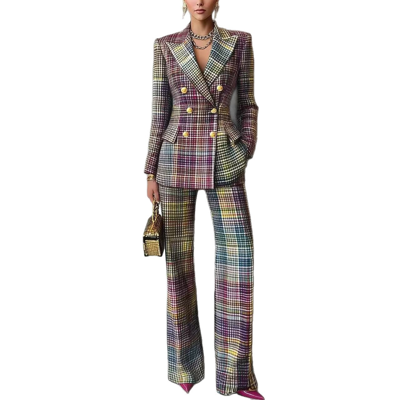 Fashionable  Style Plaid Blazer Jacket