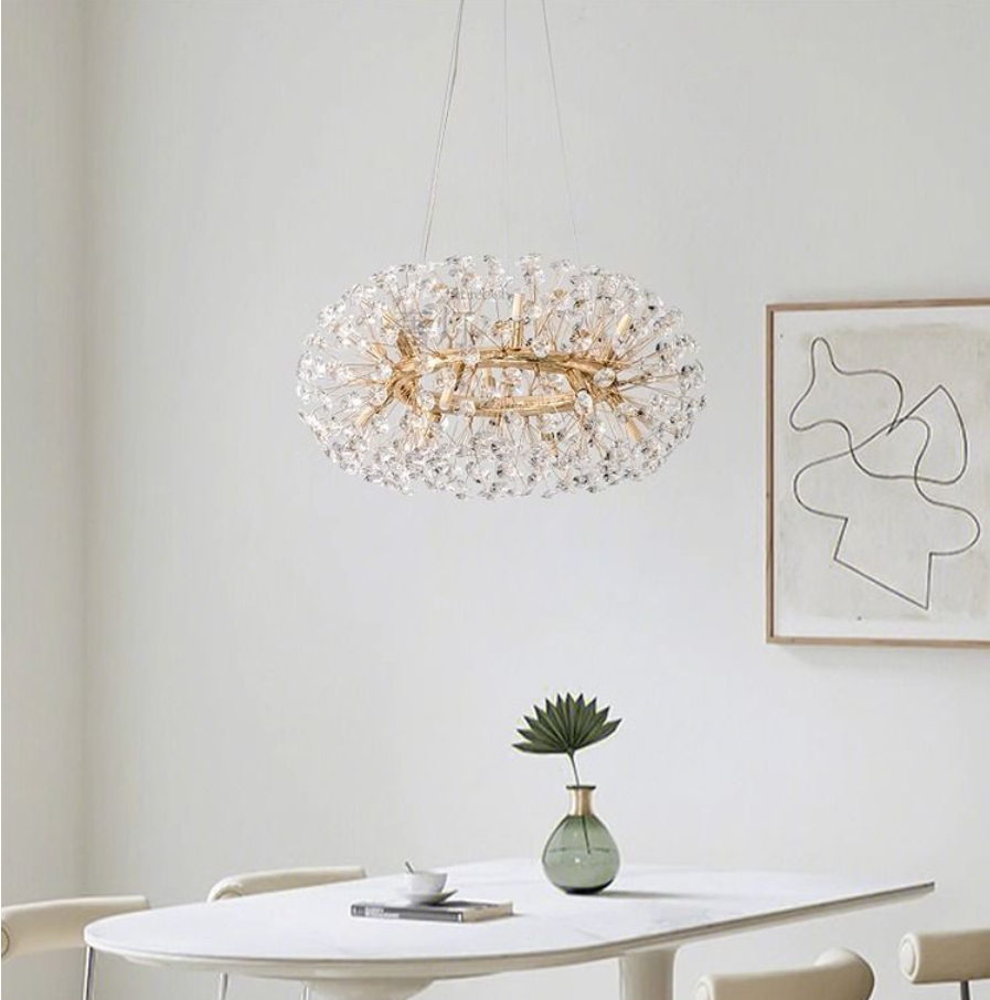 Dandelion crystal pendant light luxury living room light bedroom dining room high-end crystal pendant light modern creativity