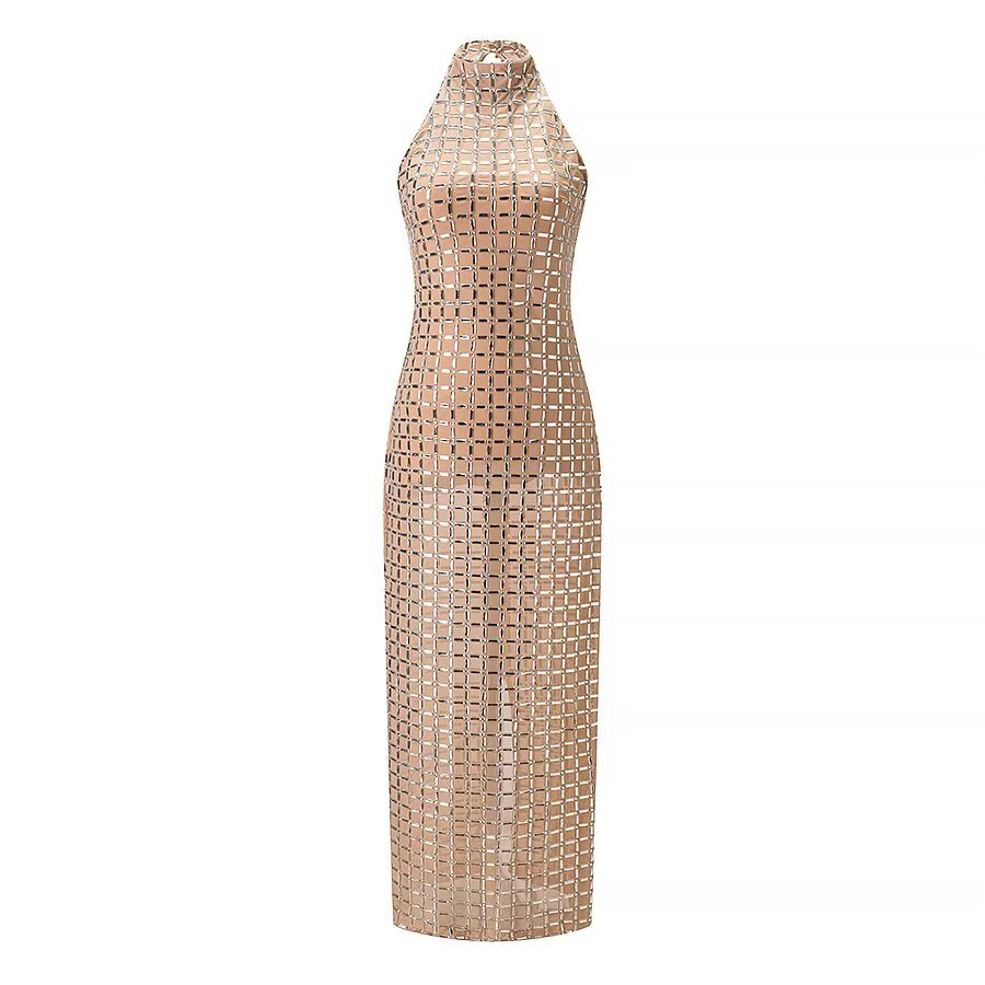 Mesh neck hanging dress for women's clothing
