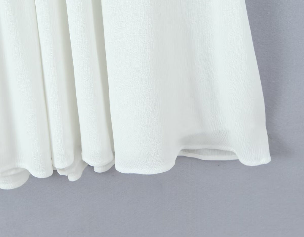 Backless tied long skirt with sweet bubble sleeves slim fit dress