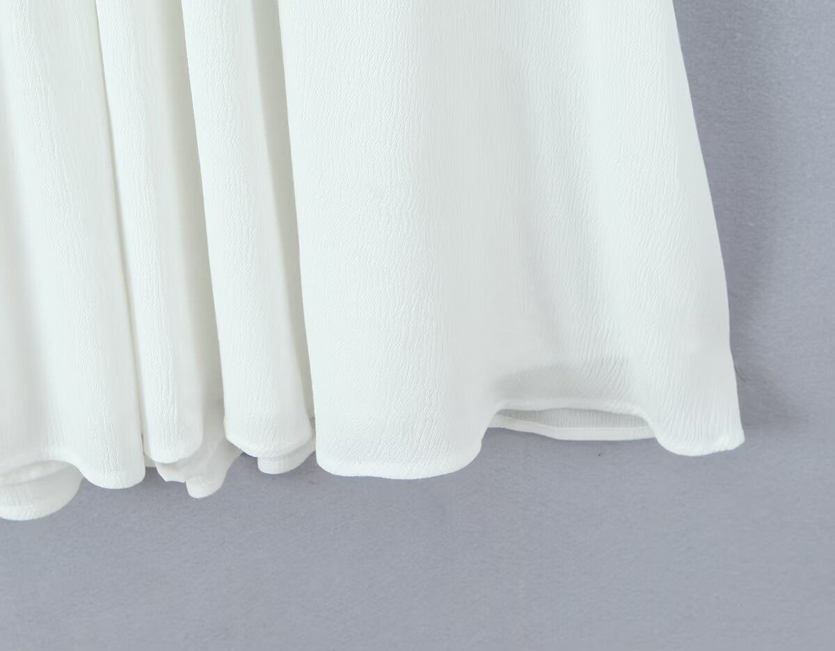 Backless tied long skirt with sweet bubble sleeves slim fit dress