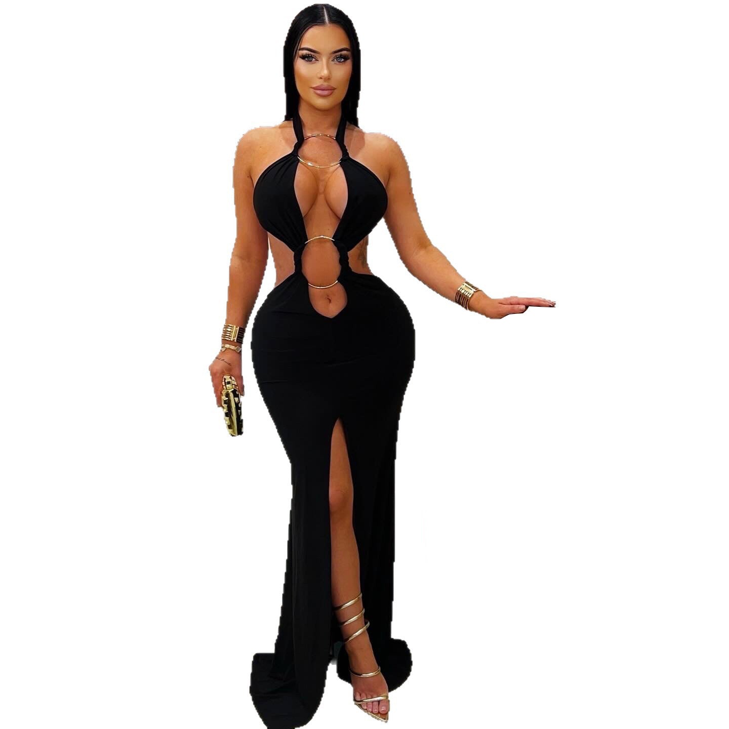 Dress Off-Shoulder Hollow-out Mermaid Slit Dress