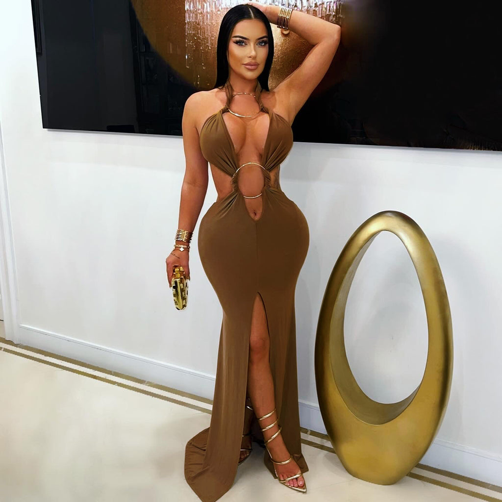 Dress Off-Shoulder Hollow-out Mermaid Slit Dress