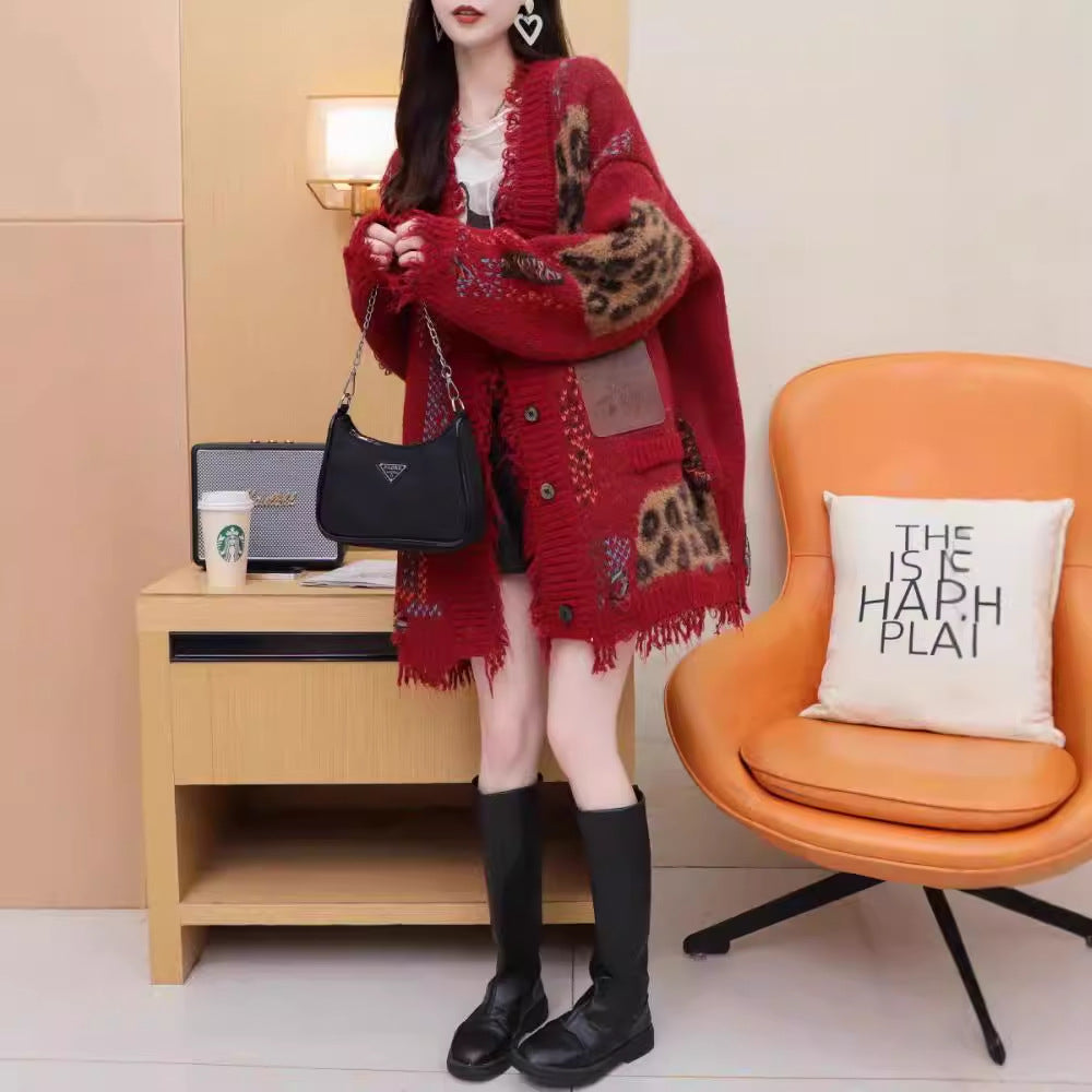 Relaxed Knit Cardigan Sweater Coat for Women Oversized Loose Fit Casual StylePlus Size Autumn/Winter Fashion Top