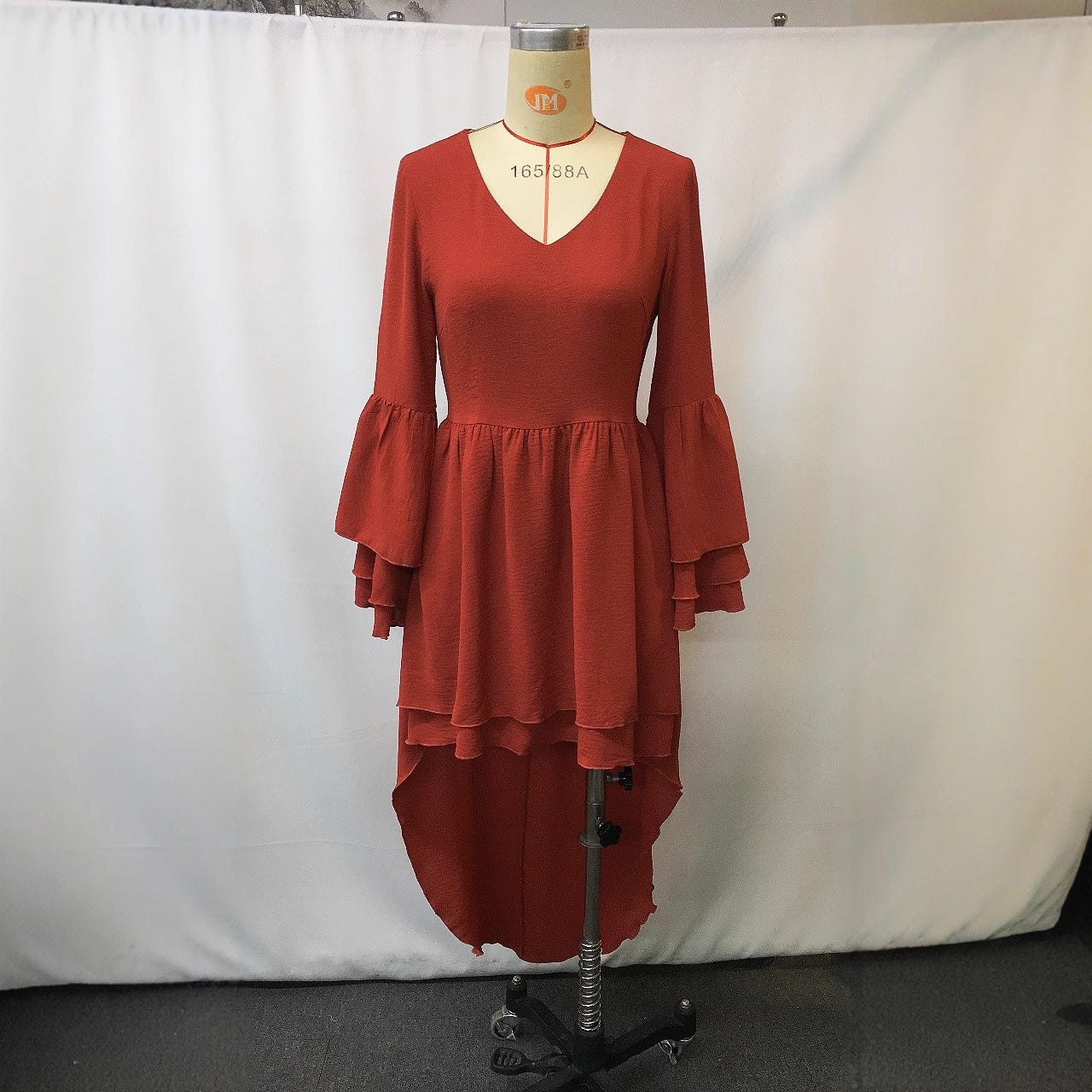 Floral Ruffle Hem Tassel Detail Vintage Bohemian Solid Color Maxi Dress