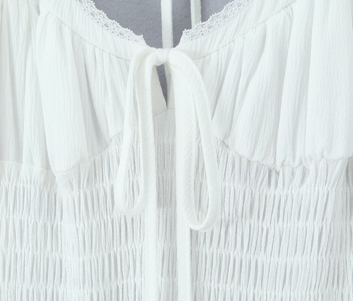 Backless tied long skirt with sweet bubble sleeves slim fit dress