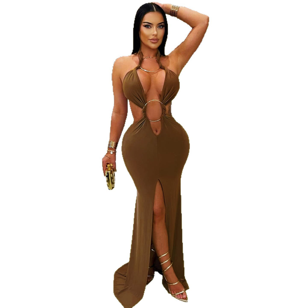 Dress Off-Shoulder Hollow-out Mermaid Slit Dress