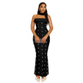 Elegant Strapless Embellished Ribbon Dress Set for Women Fashionable Two-Piece Outfit