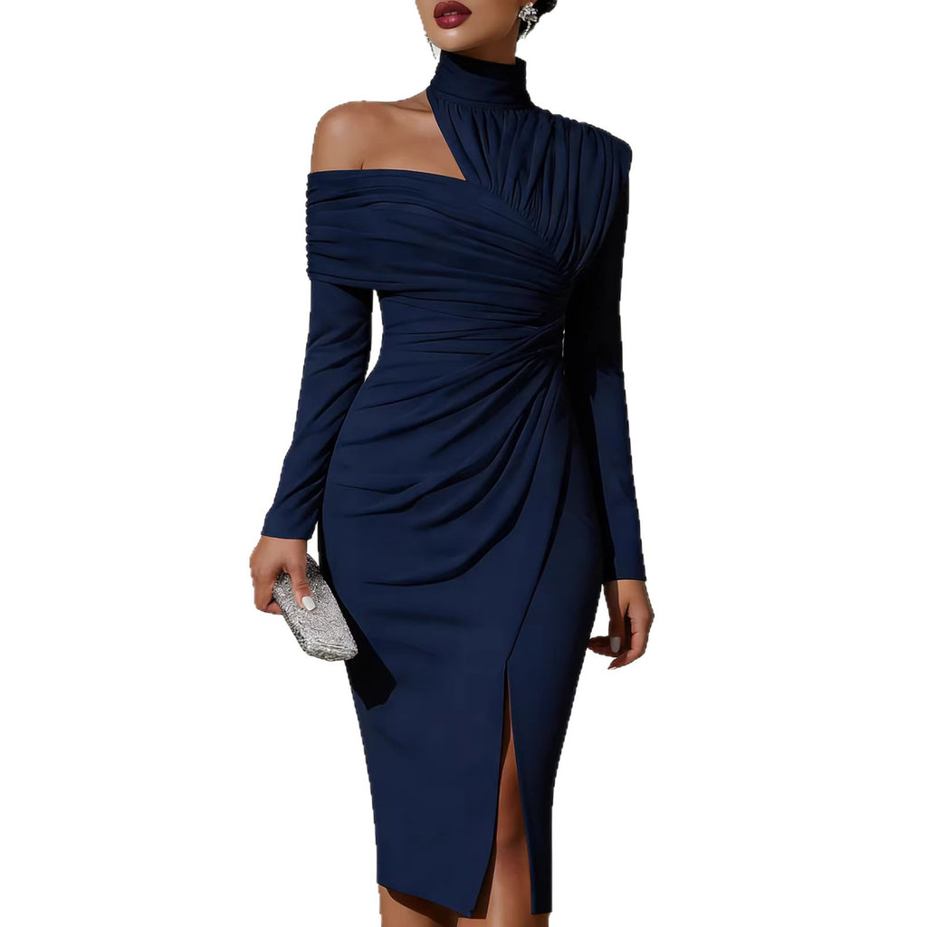 Elegant Casual Knit Hollow-Out Slit Dress