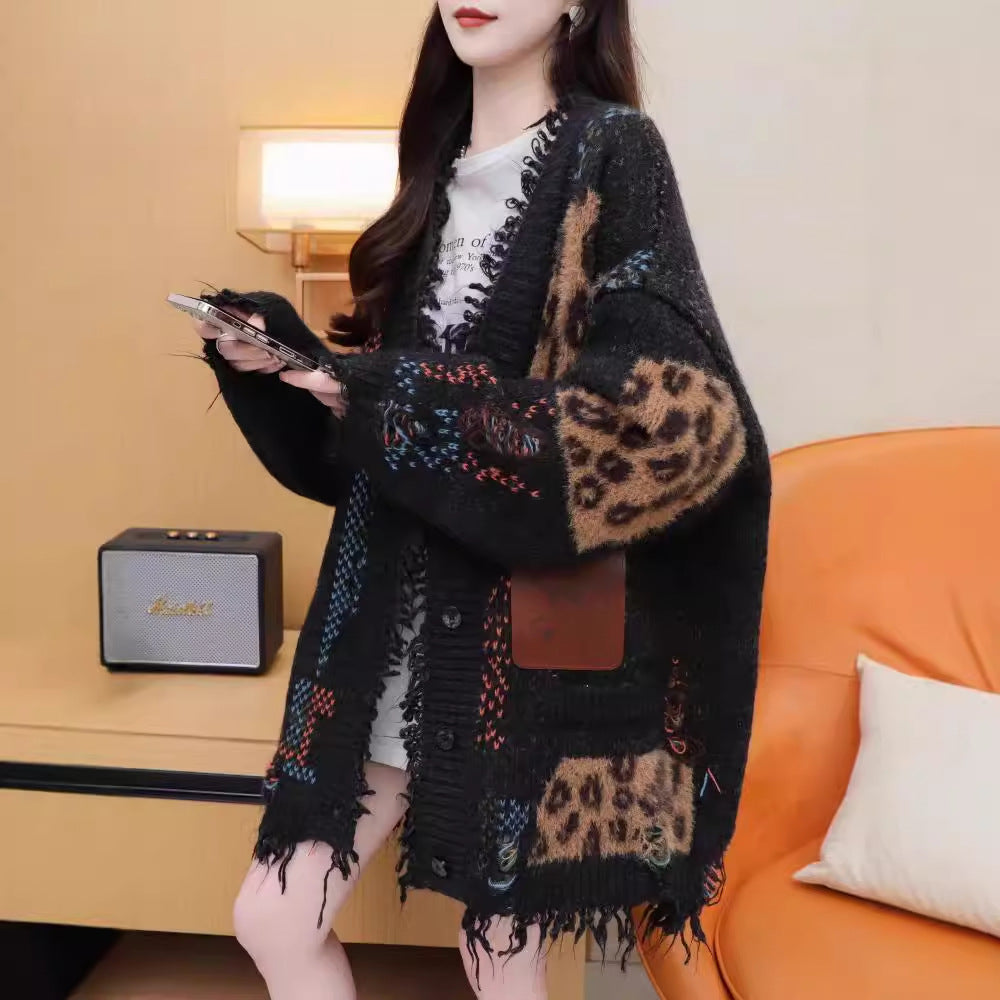 Relaxed Knit Cardigan Sweater Coat for Women Oversized Loose Fit Casual StylePlus Size Autumn/Winter Fashion Top