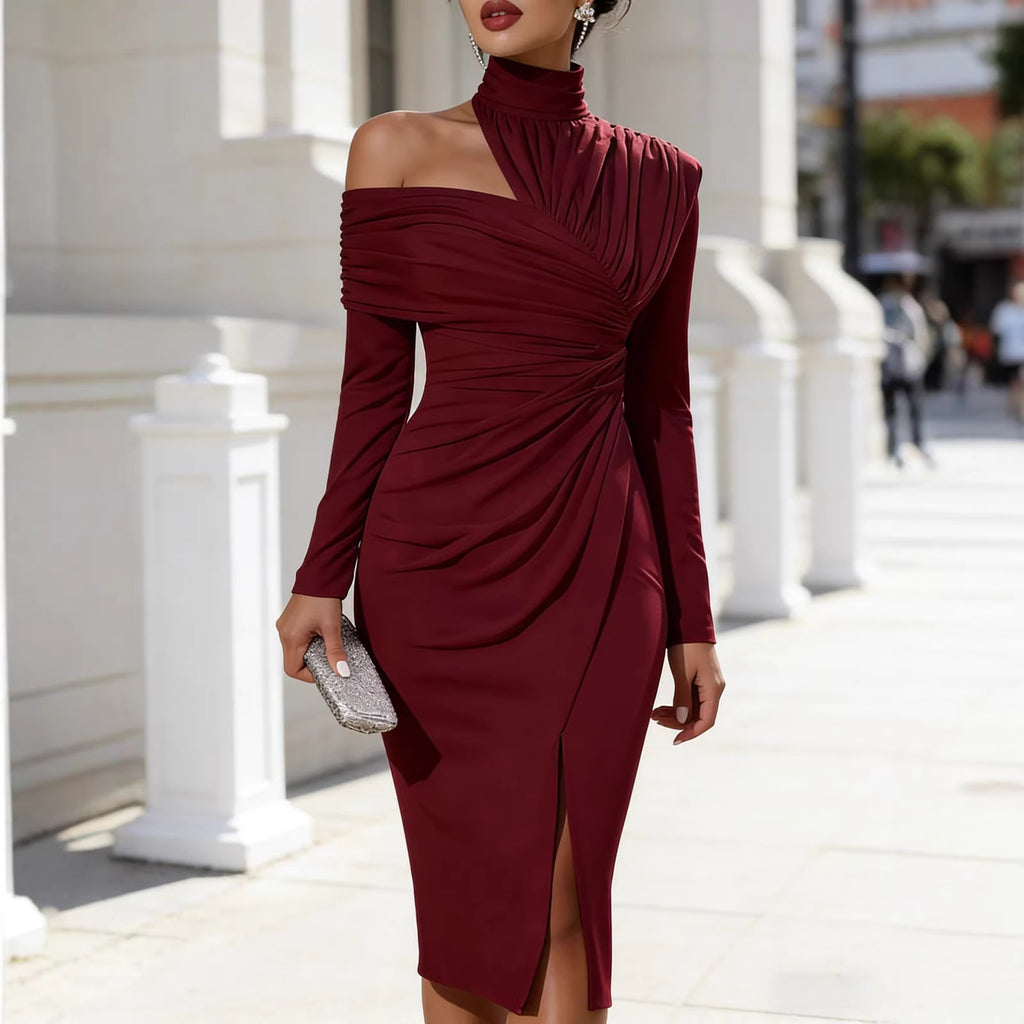 Elegant Casual Knit Hollow-Out Slit Dress
