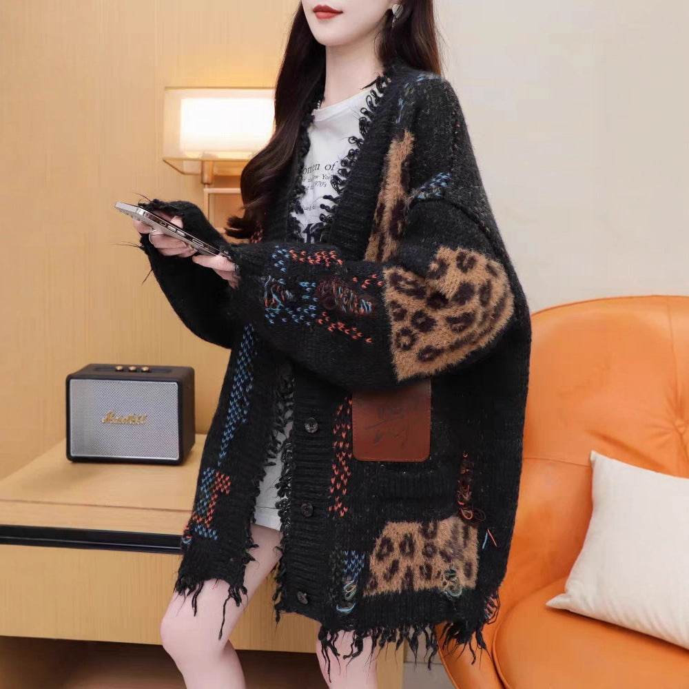 Relaxed Knit Cardigan Sweater Coat for Women Oversized Loose Fit Casual StylePlus Size Autumn/Winter Fashion Top